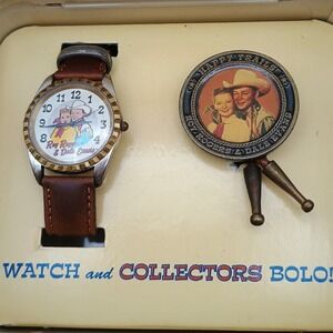 Vtg Roy Rogers & Dale Evans Limited Edition Watch Bolo Tie Set 1994 Collectible